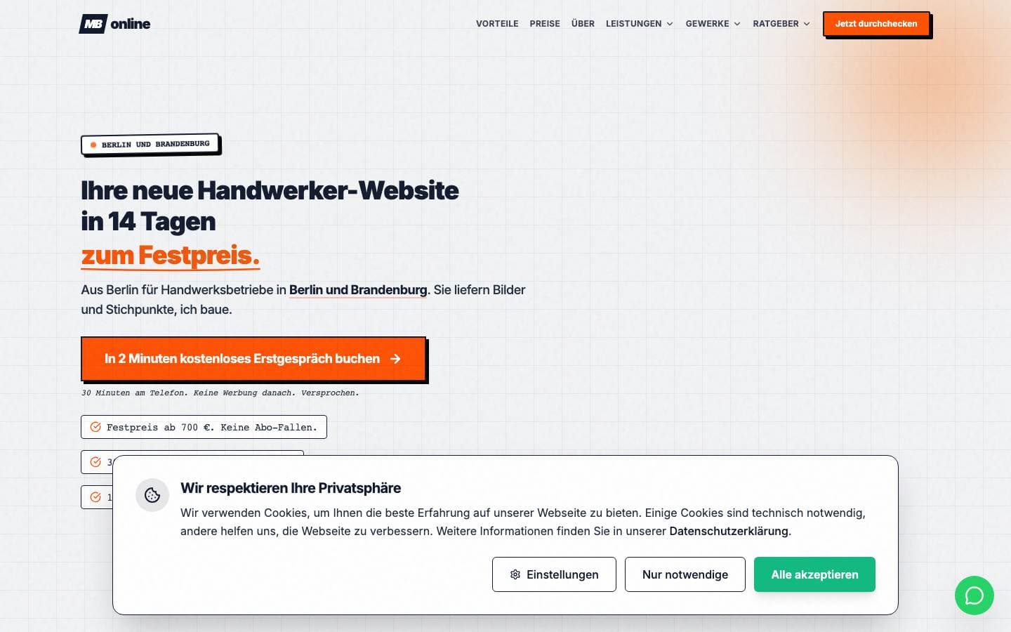 meinbetriebonline — Website vorher